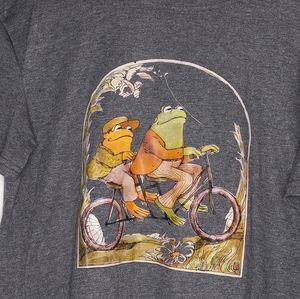 Two Frogs riding a bicycle T-shirt gray medium